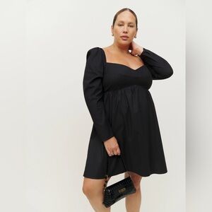 Reformation Cotton Black Long Sleeve Dress